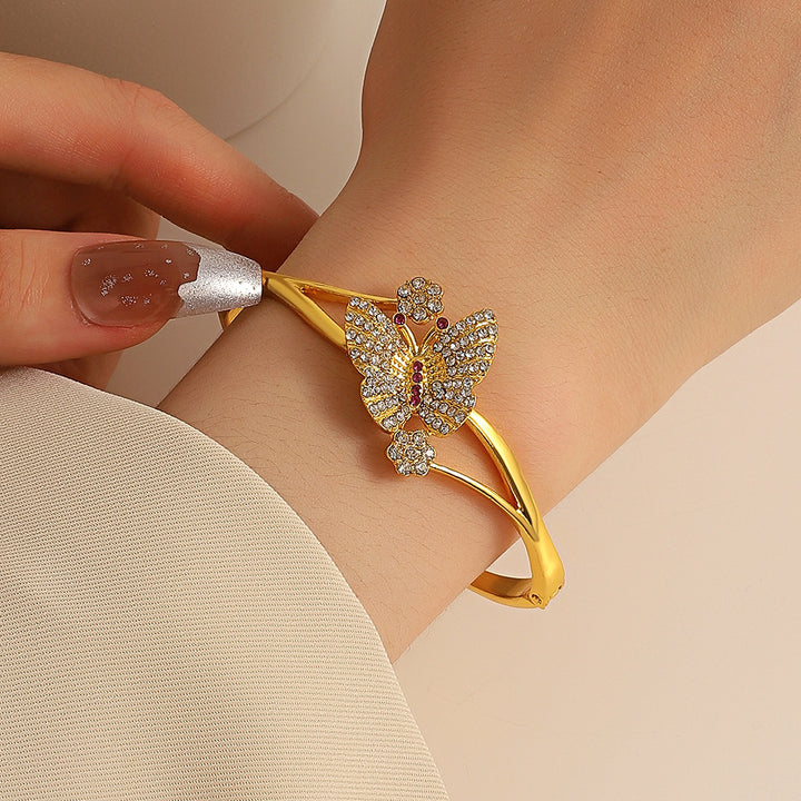 Rhinestone Butterfly Decor Bangle