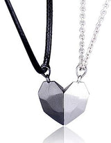 2Pcs Lovers Heart Pendant Couple Strong Magnetic Distance Heart Pendant Necklace