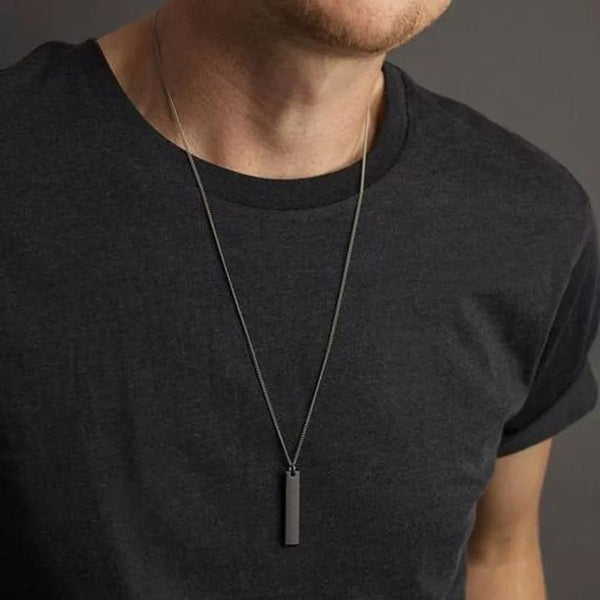 MINIMAL BAR CHAIN PENDANT - BLACK