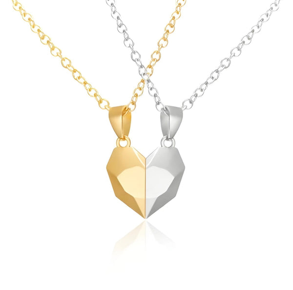 2PCS LOVER HEART PENDANT COUPLE STRONG MAGNETIC DISTANCE HEART PENDANT NECKLACE