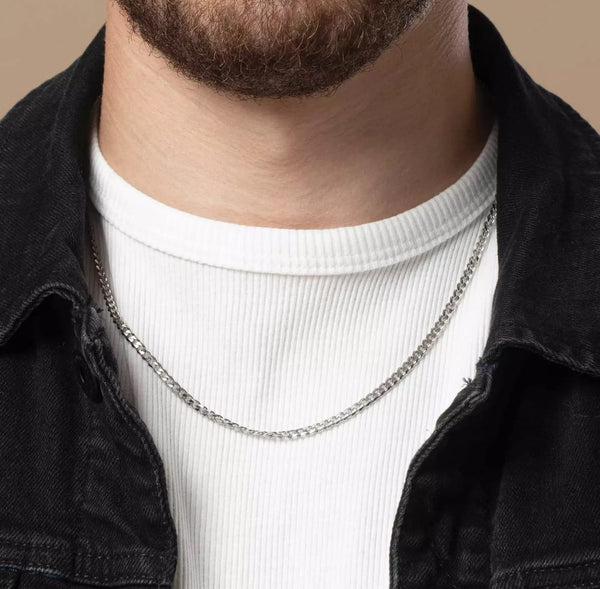 3MM SILVER TWISTED CUBAN LINK CHAIN FOR MEN