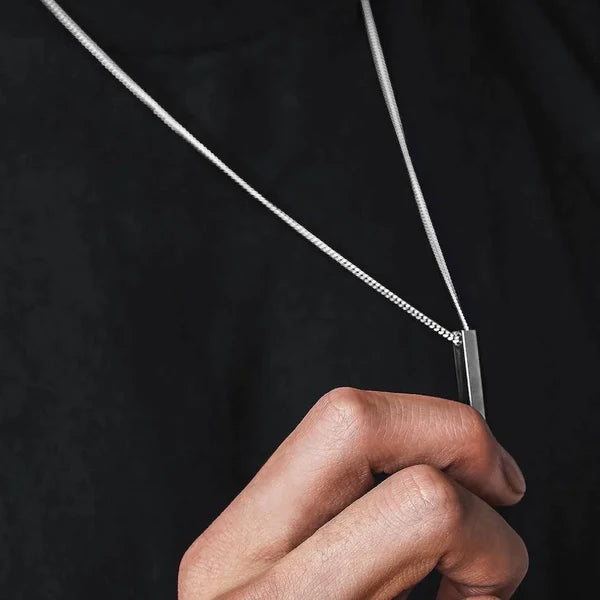 MINIMAL BAR CHAIN PENDANT - SILVER