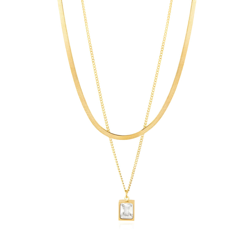 2 in 1 Necklace Gold Double Layer Necklace