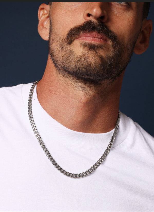 SILVER ITALIAN CUBAN THIN CHAIN