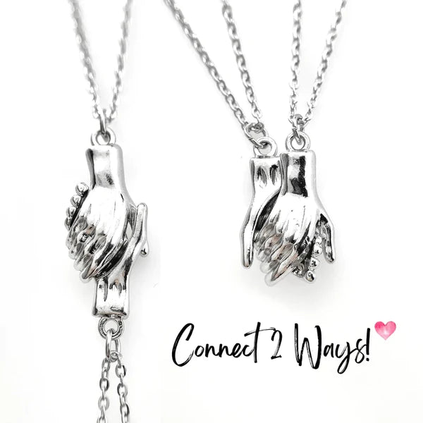 2PCS MAGNETIC HOLDING HAND NECKLACE | COUPLE NECKLACE